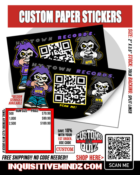 CUSTOM PAPER STICKERS W/ SPLIT BACKS