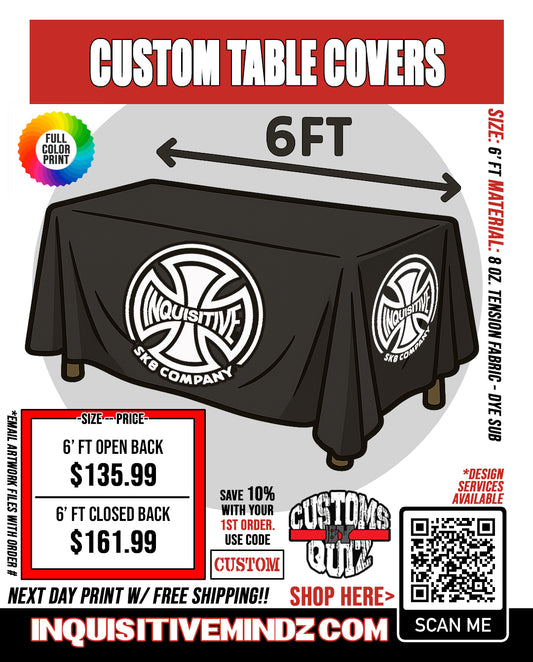 CUSTOM PRINTED TABLE COVERS - 6FT