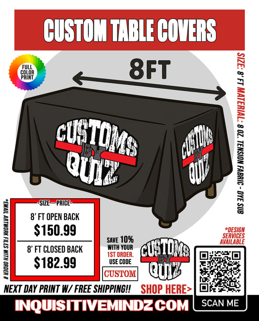 CUSTOM PRINTED TABLE COVERS - 8FT